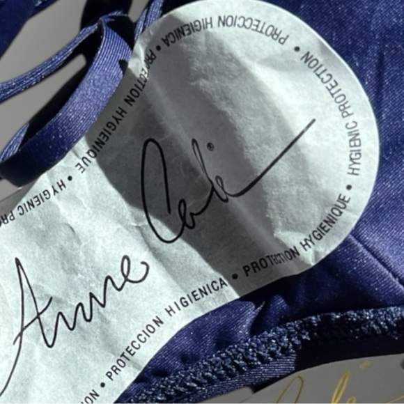 🌻NEW w/tag Anne Cole Navy Hipster Bikini Bottoms Side Drawstrings Size Large - Picture 7 of 10